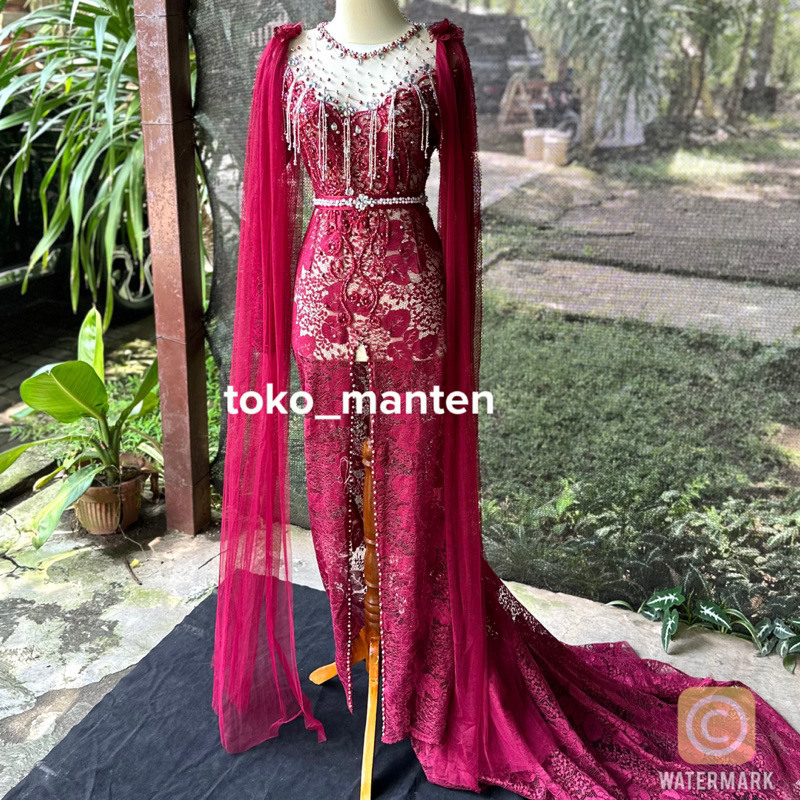 GAUN PENGANTIN MERAH MAROON / KEBAYA PENGANTIN MURAH
