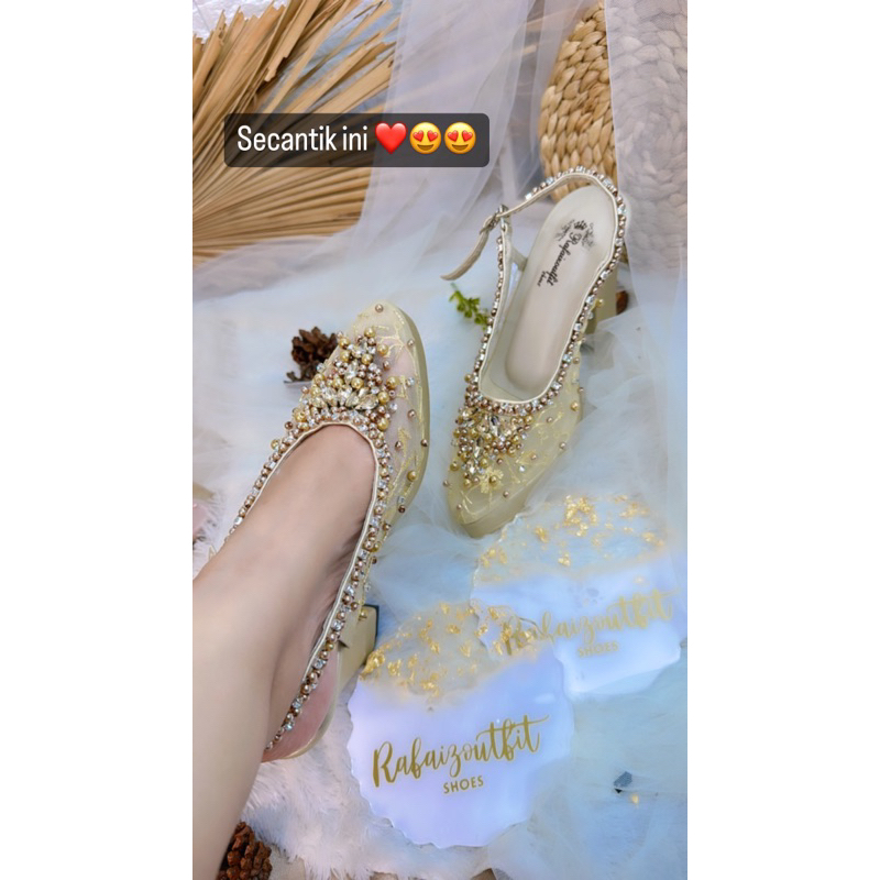 sepatu wedding Kiana gold platform 9cm