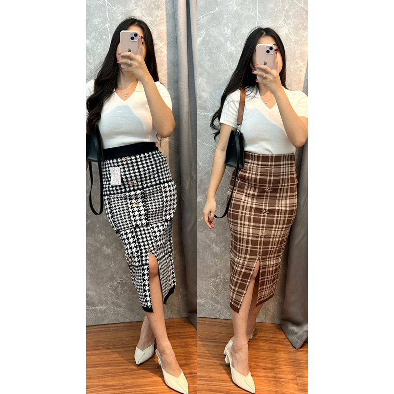 Rok Knit Import 7/8 Slit depan Knit Skirt 7/8 Knit Skirt Import Korean Style || kode shopee 110