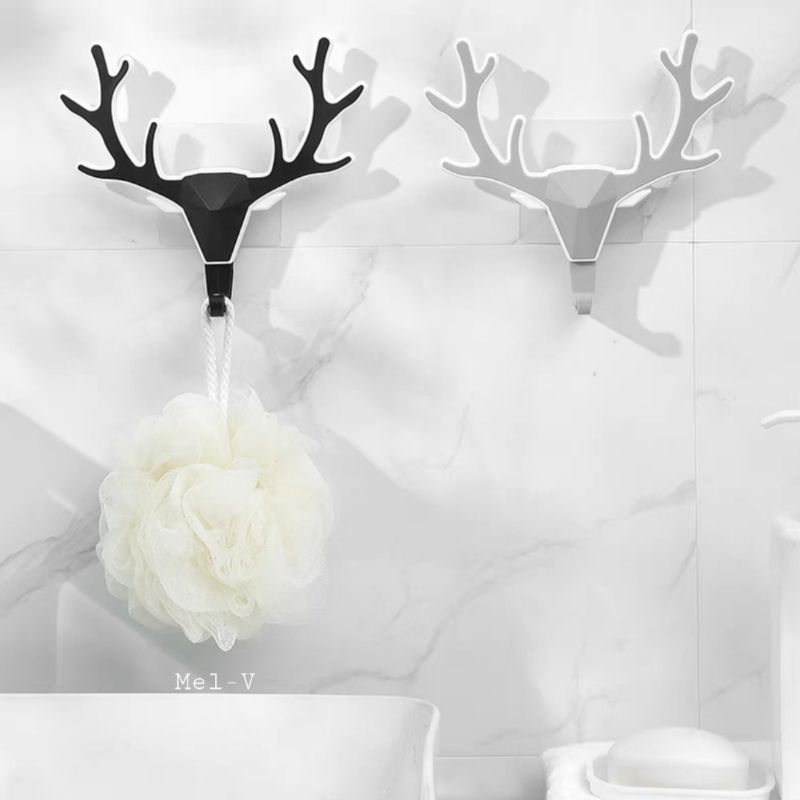 Gantungan tempelan dinding kuat model tanduk rusa hiasan gantungan tas