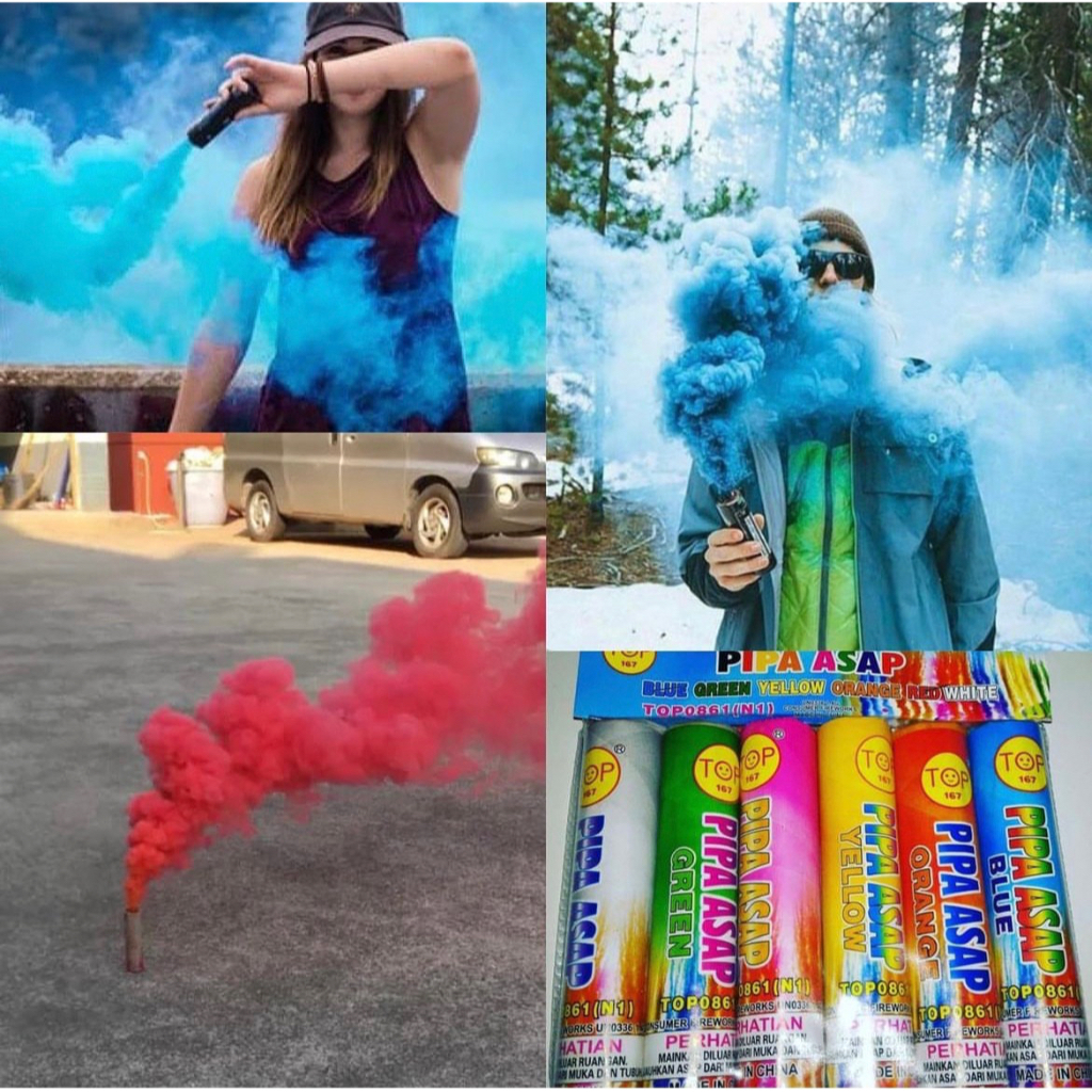 smoke bomb per pack set isi 5 pcs / pipa asap warna bom asap