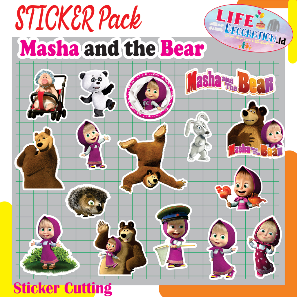 

STIKER MASHA AND THE BEAR / MASHA BEAR STICKER PACK