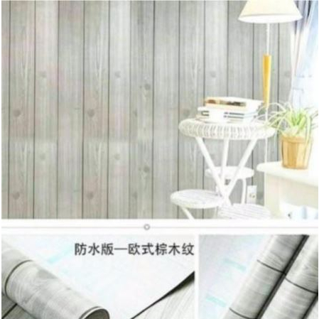 WALLSTICKER DINDING 45 cm x 10 M MOTIF KAYU PARKET ABU