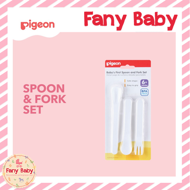 PIGEON BABY FIRST SPOON AND FORK SET 3IN1/ SENDOK GARPU BAYI