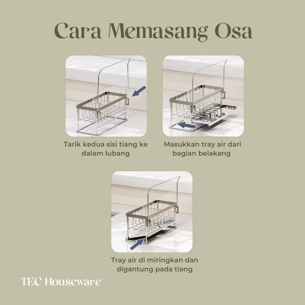 【TEC】OSA Rak Sabun Dapur Rak Sponge Cuci Piring Nordic Style Anti Karat Berkualitas Rak Serbaguna Rak Kamar Mandi