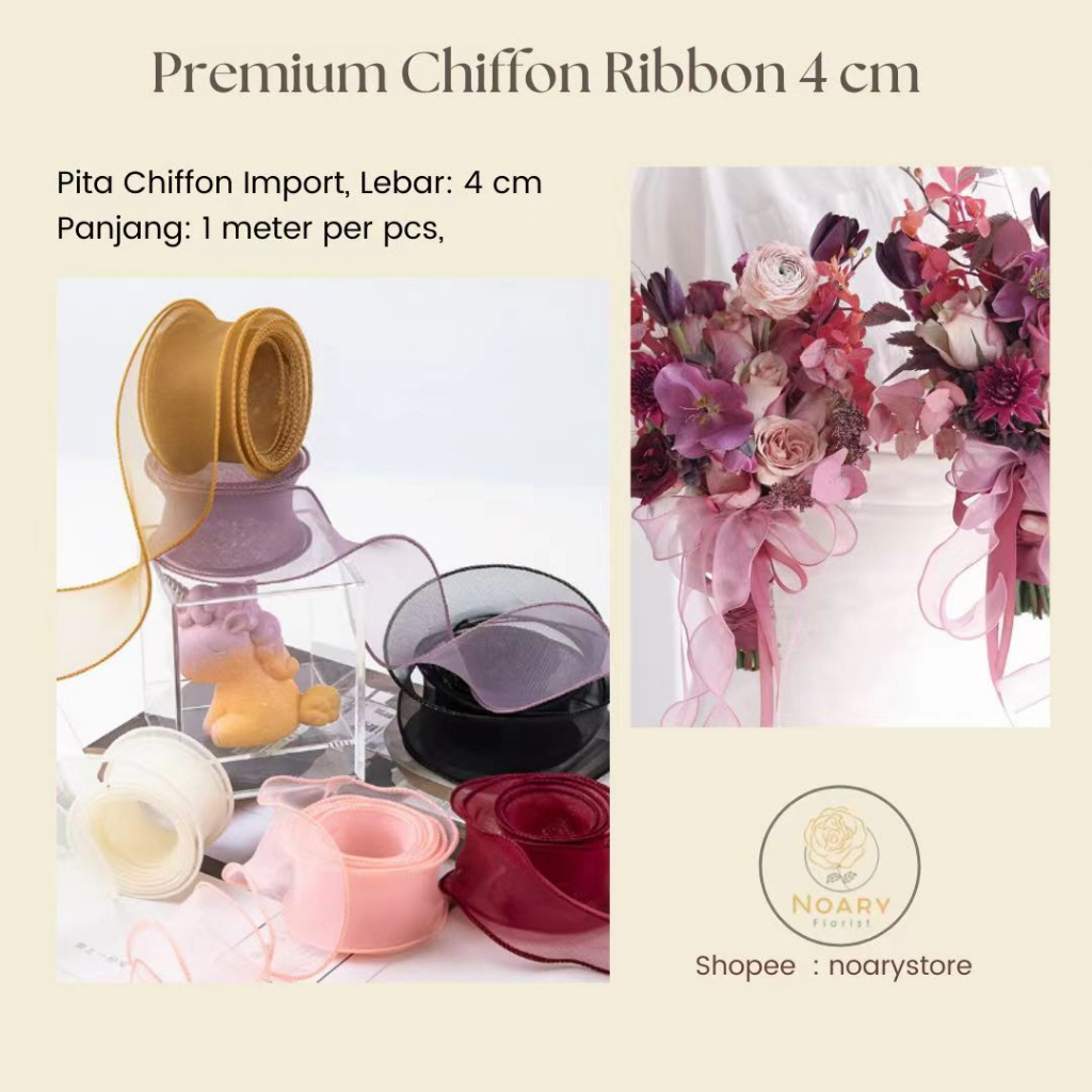 

Premium Chiffon Ribbon 4 CM / / Pita Satin / Ribbon