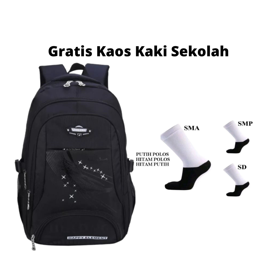 Tas sekolah anak perempuan dan laki laki sd smp sma tas ransel anak wanita backpack geratis kaos kaki