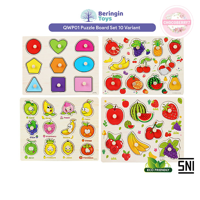 Beringin Toys Mainan Edukasi QWP01- Puzzle Board Set / Mainan Edukasi Anak Puzzle Kayu / Board Game / Puzzle