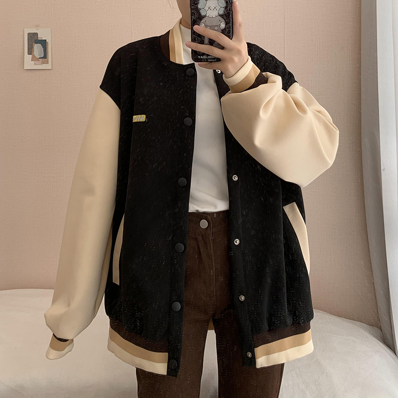 [Defective]Jaket Baseball Oversize Wanita Korean Style Jacket Import