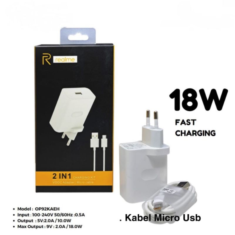 CHARGER OP92KAEH FAST CHARGING 18W KABEL MICRO USB FOR REALME C15