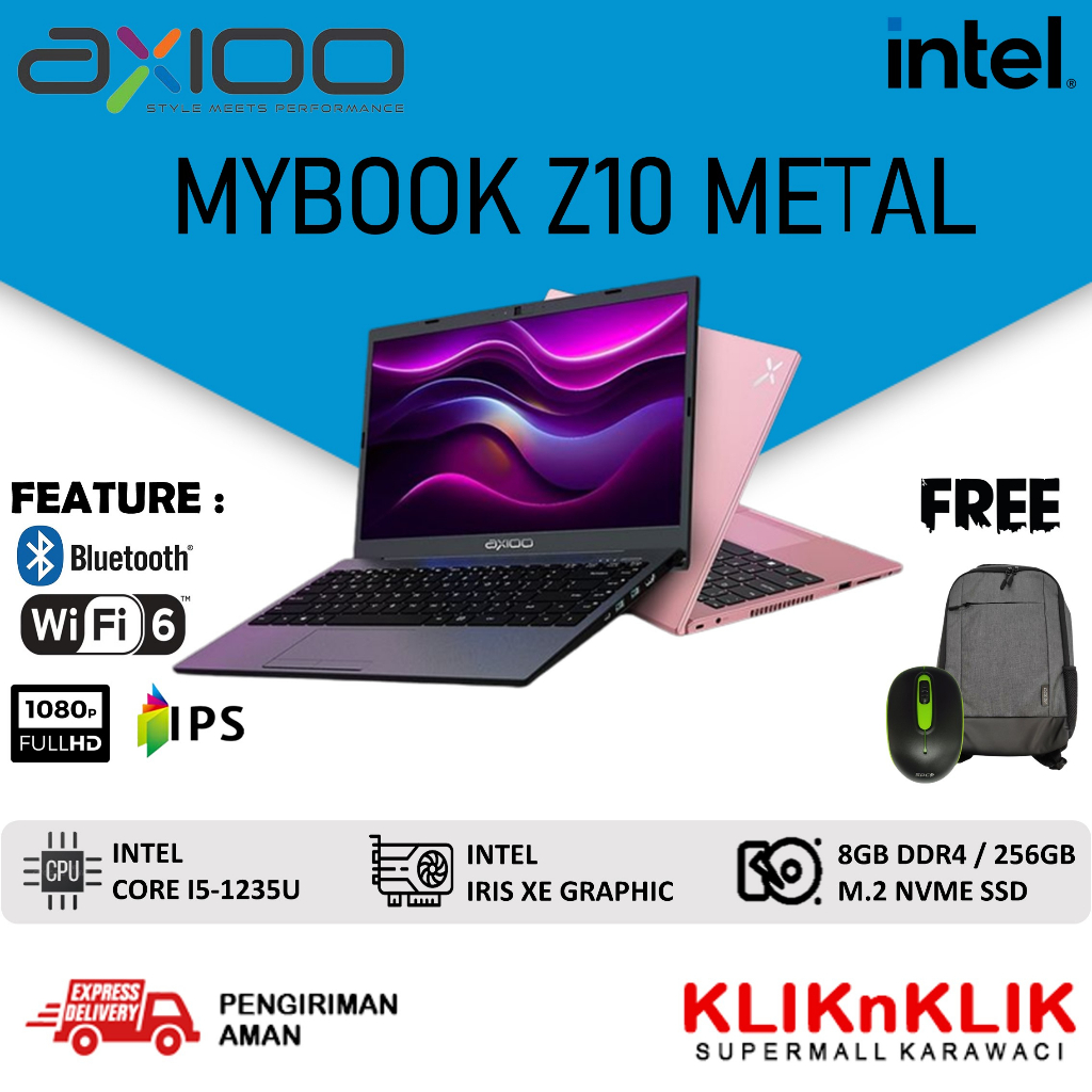 LAPTOP BARU MURAH AXIOO MYBOOK Z10 METAL INTEL i5 1235U 8GB 256GB SSD 14.0 FHD IPS WIND 11 PRO