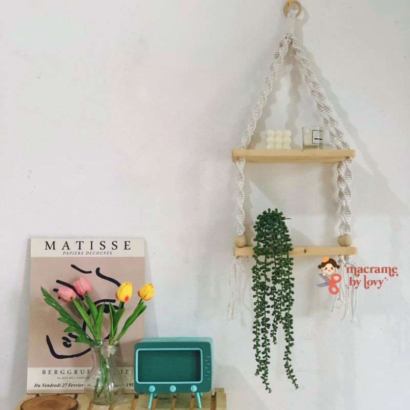 Macrame Shelf/Macrame rak gantung/hiasan dinding macrame