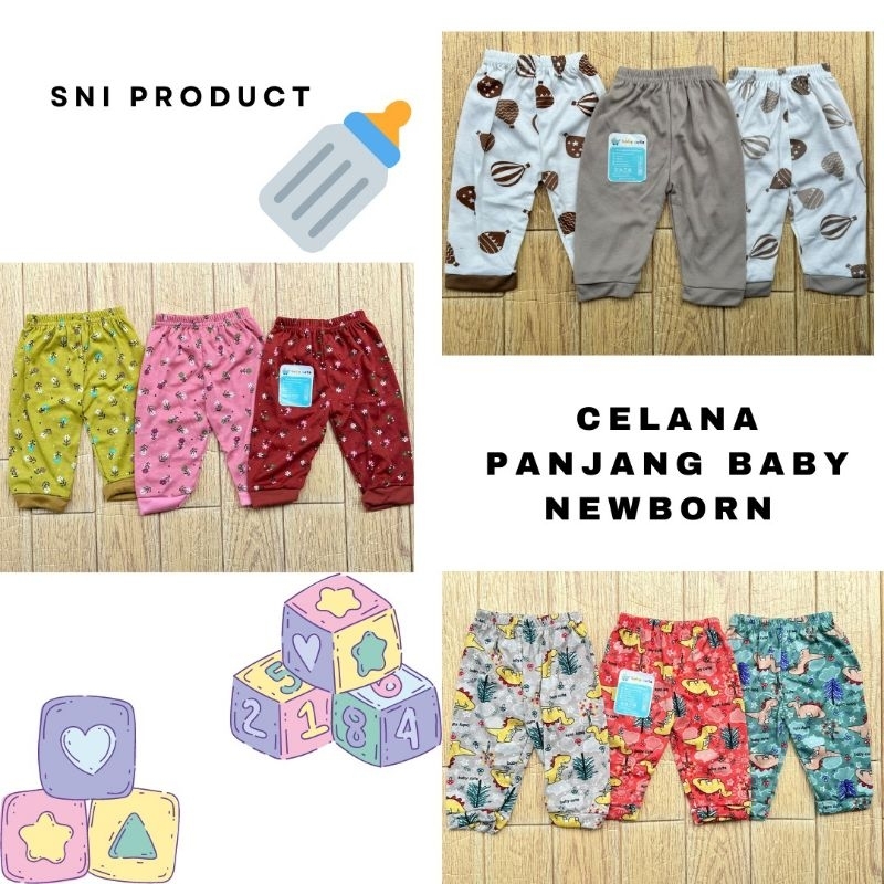 Celana Panjang Bayi baru lahir 6-12 bulan Motif Newborn SNI per 3pcs Promo 9.9