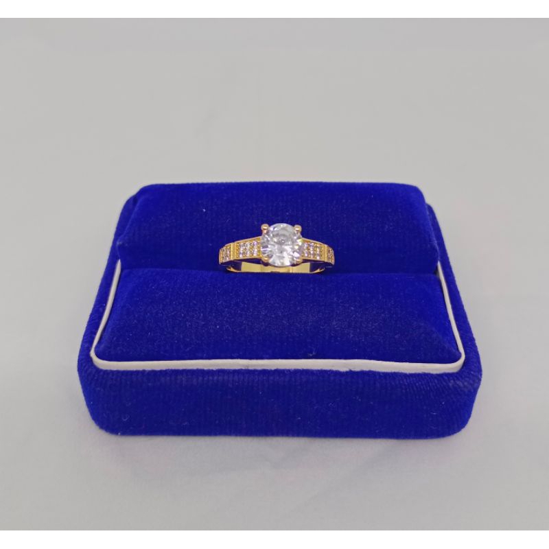 cincin mp solitaire + mp samping corr padat / cincin perak asli silver 925 lapis emas/ cincin fashion terbaru