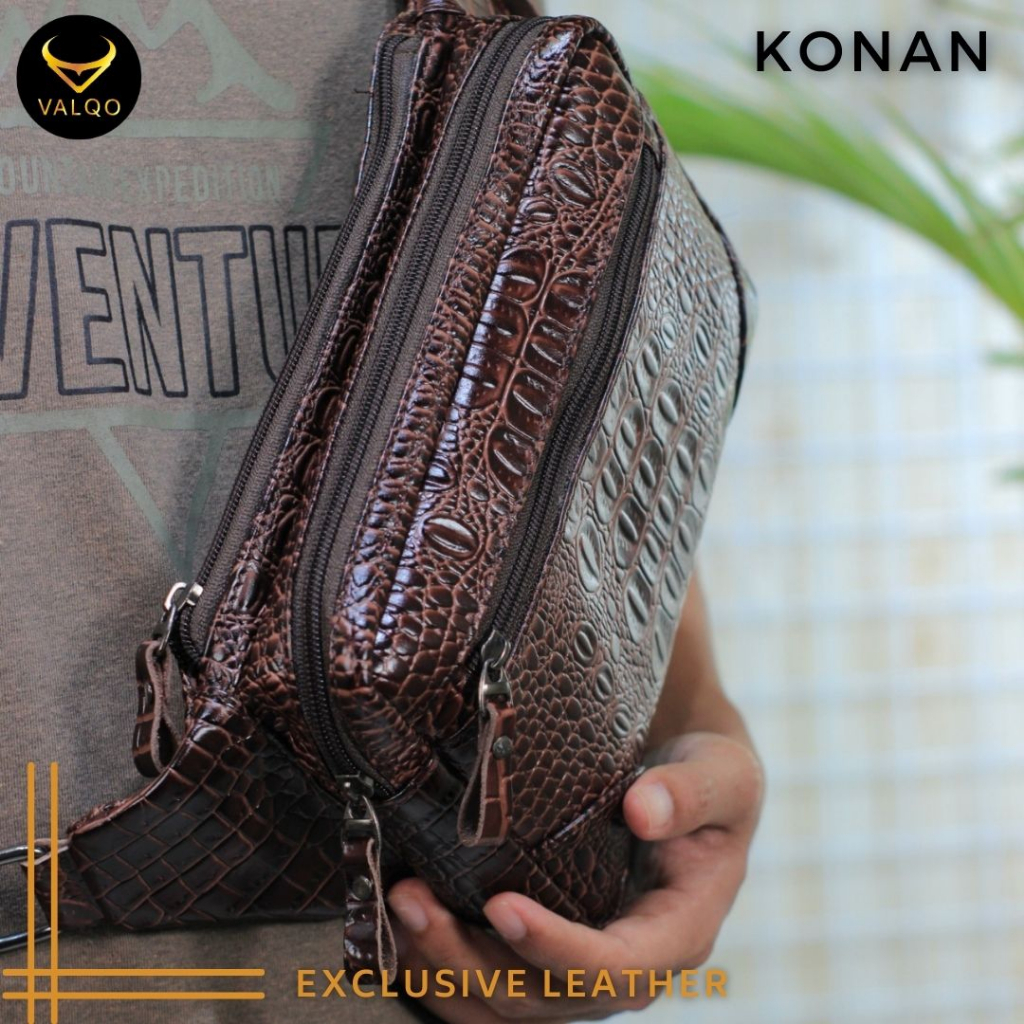 [VALQO] KONAN BY Tas kulit sapi Waist Bag Tas Sling bag Kulit Pria Cowok Cewek Wanita