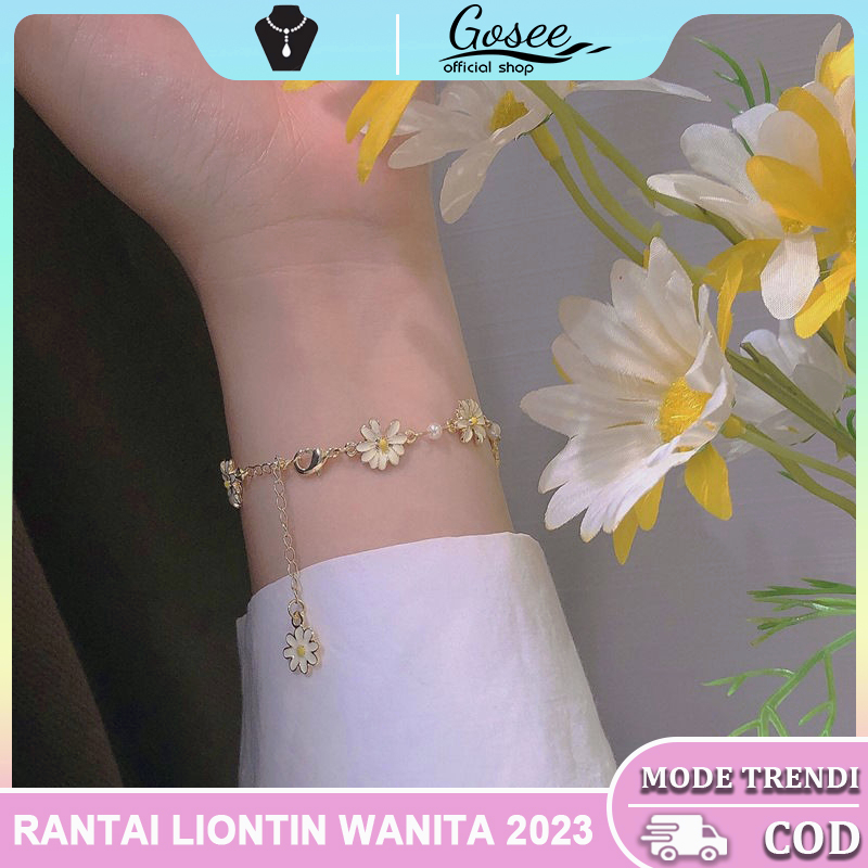 Perak Gelang Serut titanium Tangan Rantai Adjustable Warna Rose Gold / Silver Hias Kristal untuk Wanita