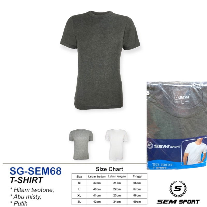 SEM Sport Kaos Oblong T-Shirt Pria Dewasa Body Fit