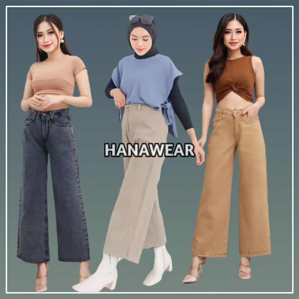 Celana Jeans Kulot Highwaist Wanita Loose