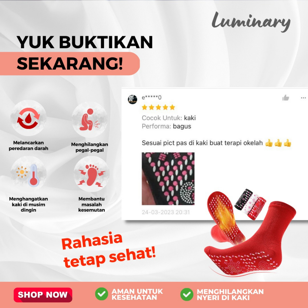 Kaos Kaki Terapi Magnetic Penghangat Telapak Kaki Lutut Pereda Nyeri Otot Dan Sendi