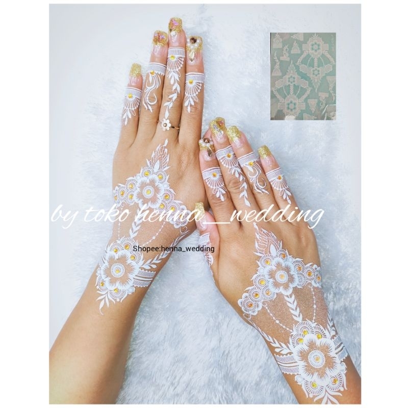 Henna instan white free manik dan Glitter 1pcs untuk kanan dan kiri