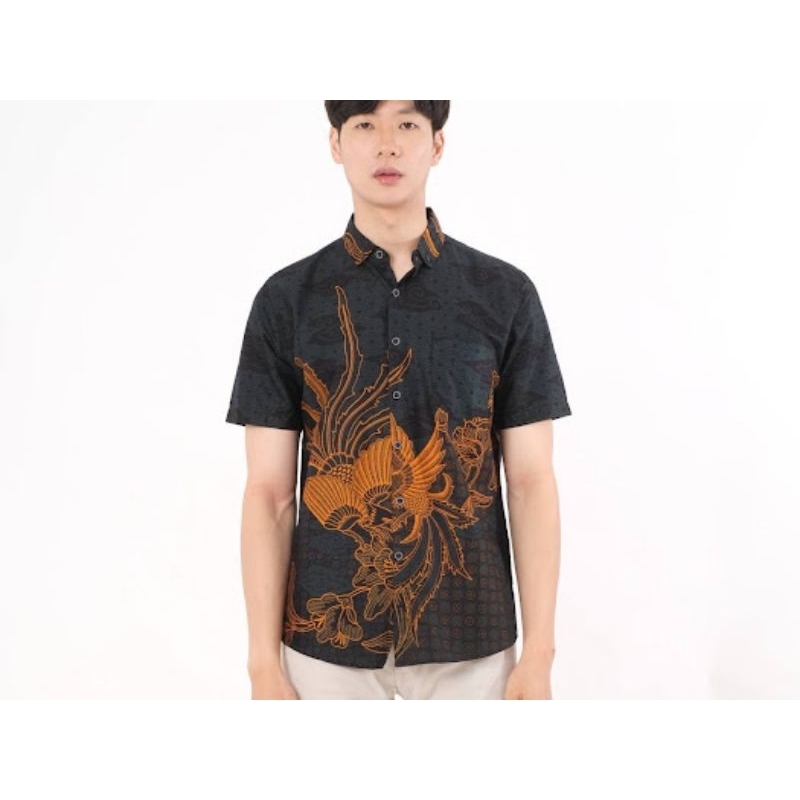kemeja batik slim fit lengan pendek pria