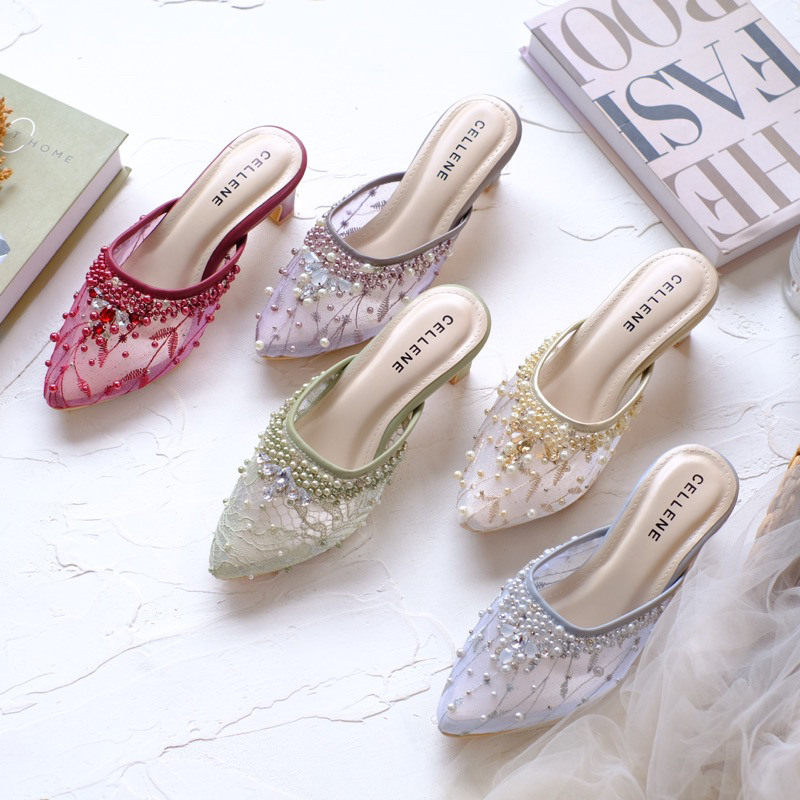 𝗖𝗘𝗟𝗟𝗘𝗡𝗘 Ghaisa Beads Heels / Wedding shoes 5cm / sepatu pengantin