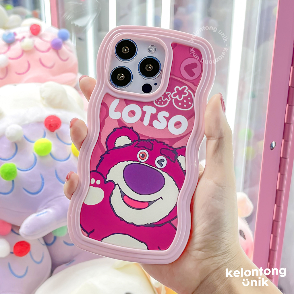 Lotso Strawberry 2in1 Pastel Wavy Case - Softcase/ Casing for iPhone 7 8 SE 7+ 8+ X XS XR XSMAX 11 12 13 14 MINI PRO PROMAX