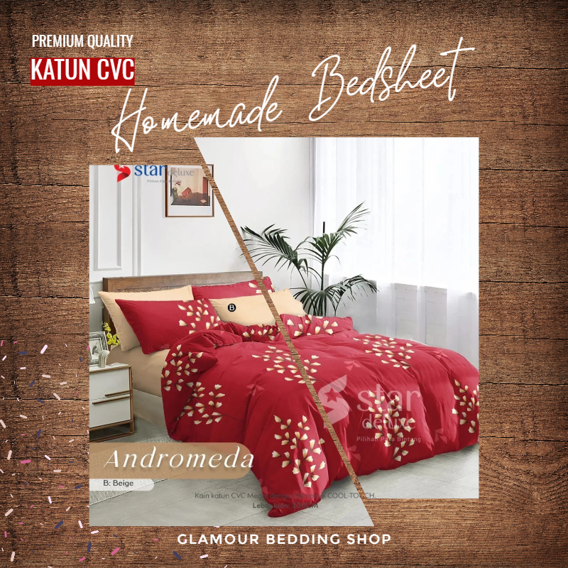 Sprei KING 200x180 Kain Katun CVC Katun Lokal Homemade Sprei Motif By STAR Deluxe