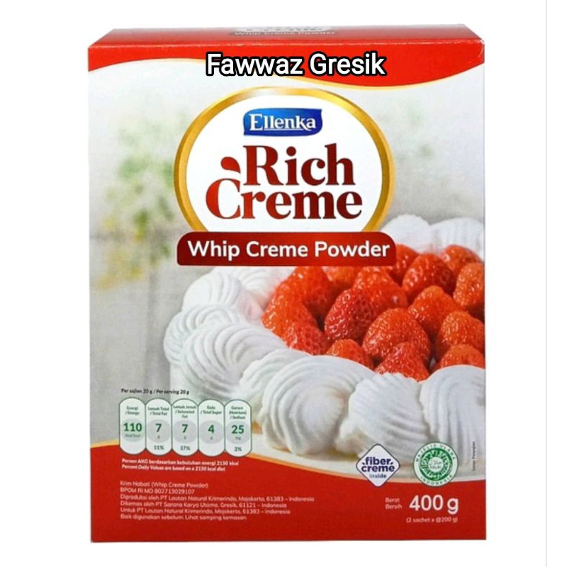 Ellenka Rich Creme Whip Cream Powder 400gr /  Whipping Krim Bubuk 400 gram