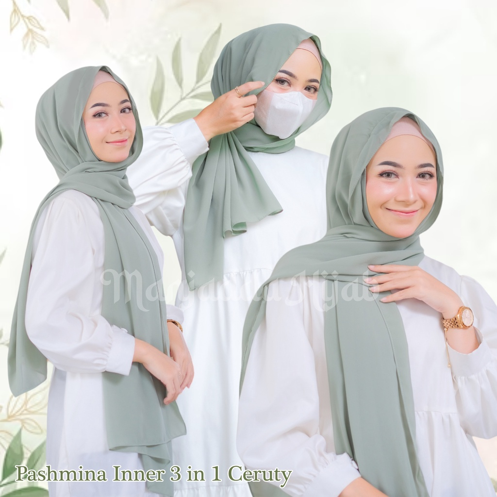 Pashmina Instan New NORMAL Ceruty/Pashmina 3 in 1 Instan Inner CerutyBabydoll