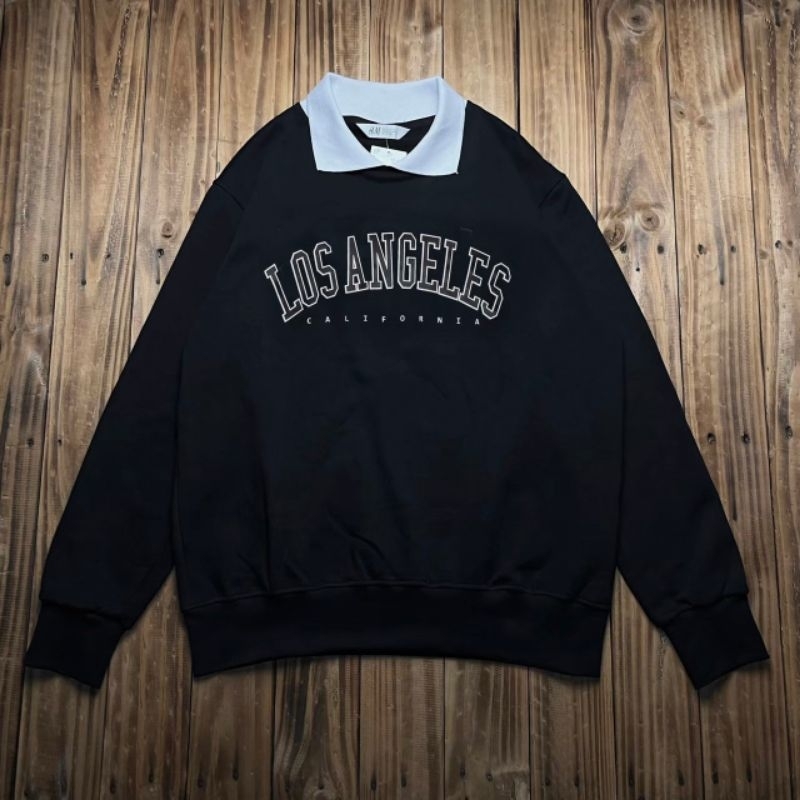 SWEATER RUGBY H&amp;M X LOSANGELES HITAM AUTHENTIC PREMIUM