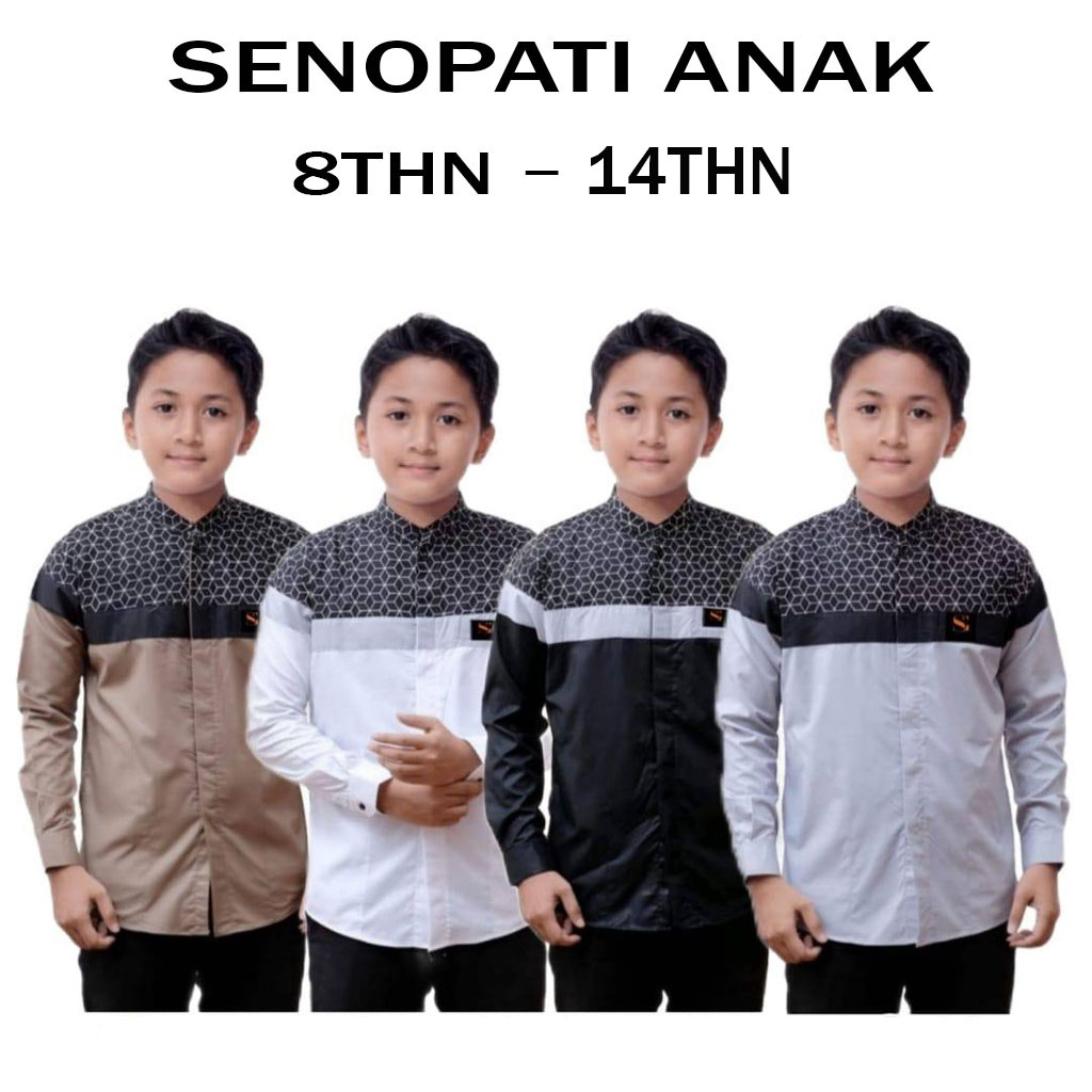 Baju Koko Anak Laki Laki Lengan Panjang Motif Senopati