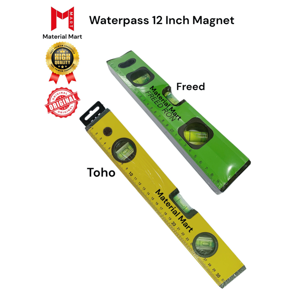 Waterpass Toho 12 Inch | Pengukur Waterpas 12&quot; Magnet Freed | 30cm | Material Mart