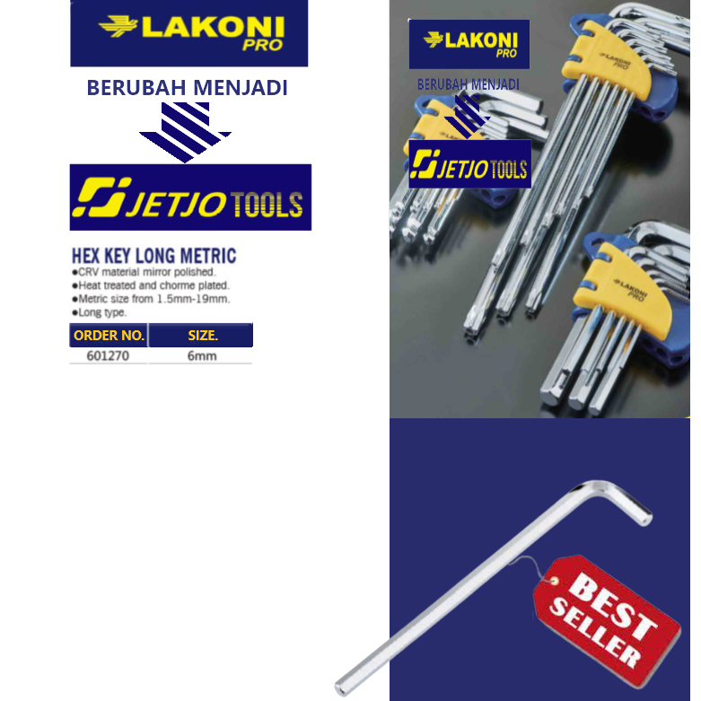 Jetjo Tools Hex Key Long Metric 6mm Lakoni Pro 601270