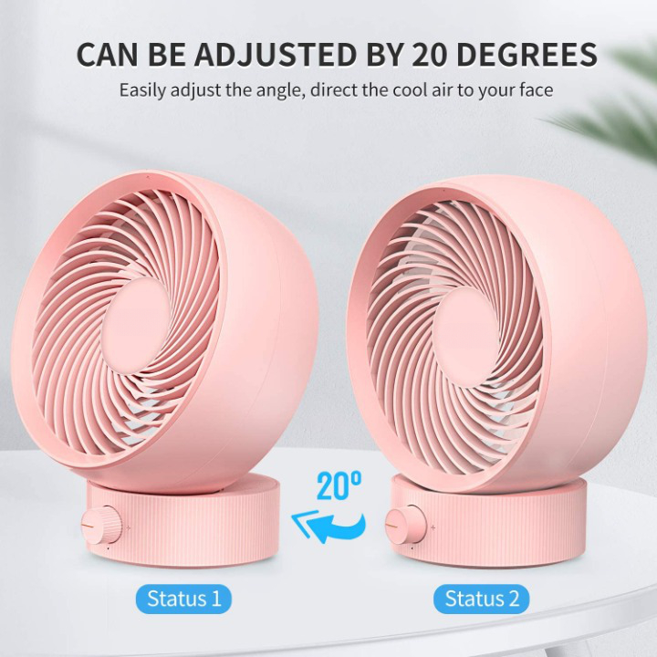 Kipas Mini Meja Desk Fan Adjustable Speed USB - 330 - Pink