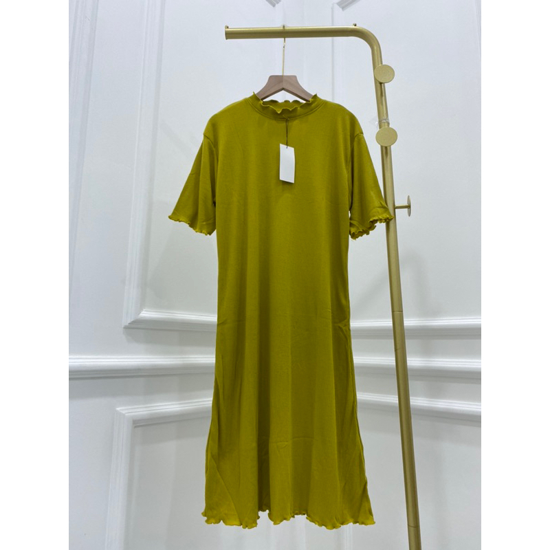 MIDI DRESS KNIT RAJUT POLOS CASUAL RIB ADEM MELAR DAILY MURAH GROSIR NAIMA DRESS GROSIR MODELLANO