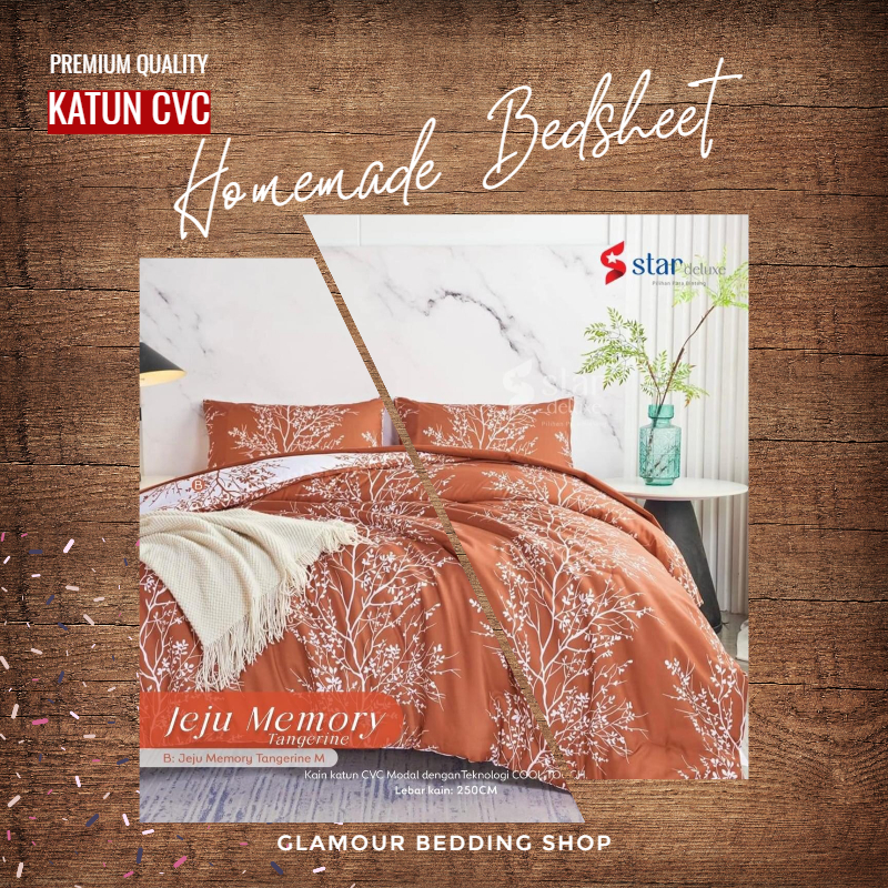 Sprei KING 200x180 Kain Katun CVC Katun Lokal Homemade Sprei Motif By STAR Deluxe