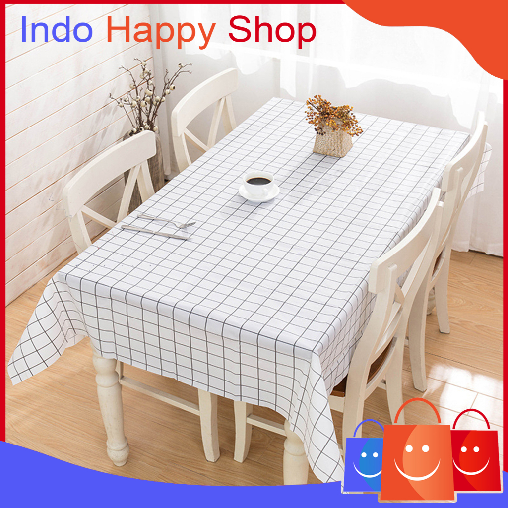 ⭐️𝐈𝐇𝐒 𝐋𝐚𝐦𝐩𝐮𝐧𝐠 𝟗𝟖𝟗⭐️Taplak Meja Makan Anti Air Alas Makan Meja Persegi Panjang Motif Kotak Kotak