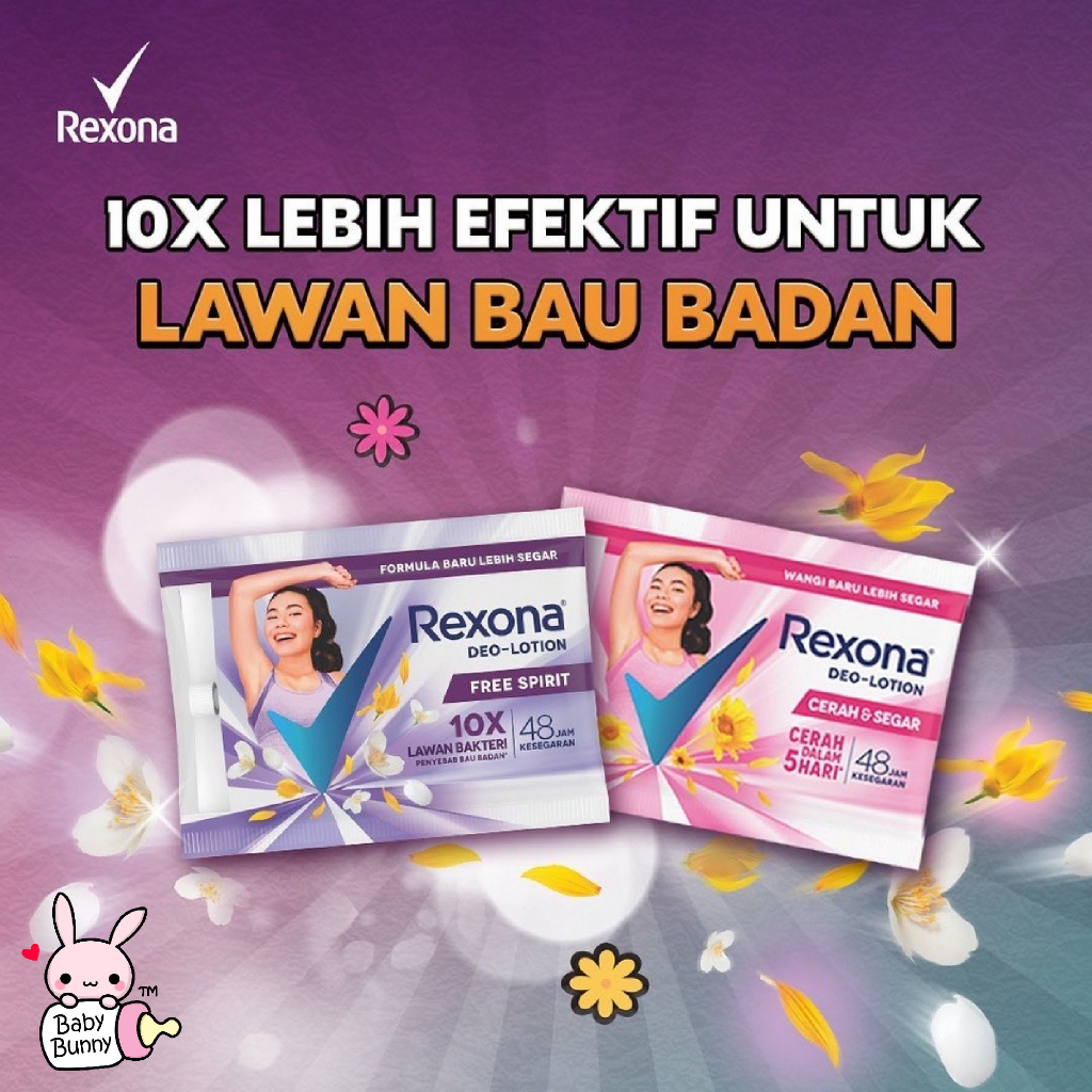 ❤ BELIA ❤ REXONA Deo-Lotion Sachet 9g | Dedodorant | Anti Bau Badan | Cerah &amp; Segar | Free Spirit | Rexona Men