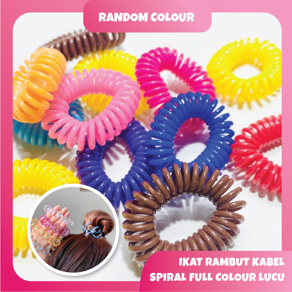 Ikat Rambut Kabel Berbentuk Spiral Lucu dan Colorful