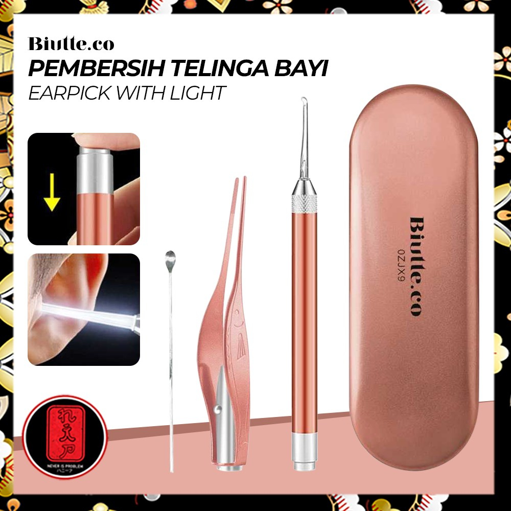 Biutte.co Pembersih Telinga Bayi Korek Kuping with Light - 0ZJX9 - Rose Gold