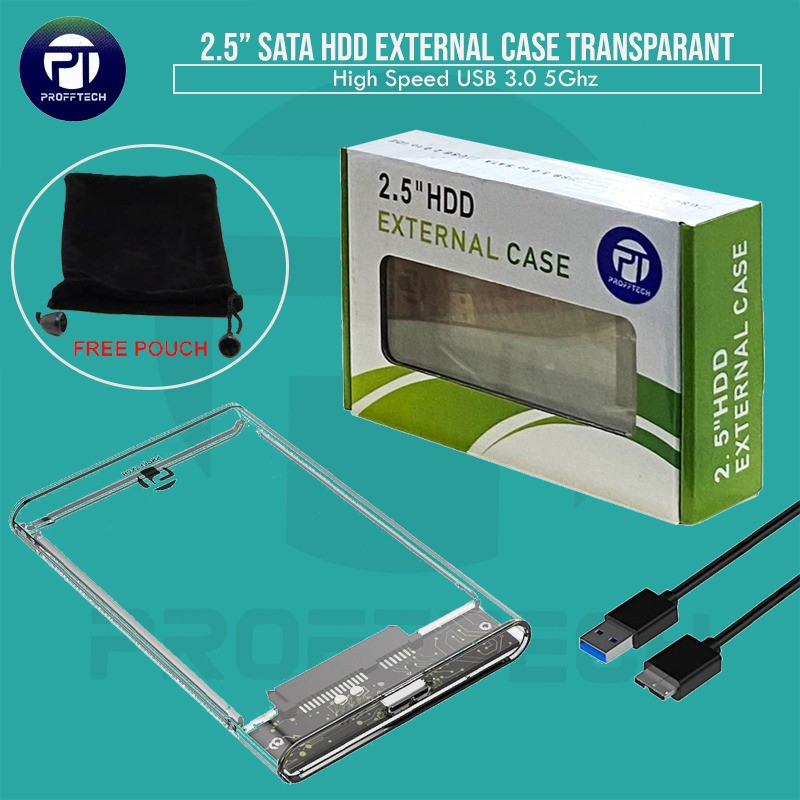 Hdd ssd enclosure profftech 2.5&quot; sata transparent usb 3.0 5Gbps G-06 G06 - Casing harddisk external proff tech transparan 2.5 sata3 usb3.0