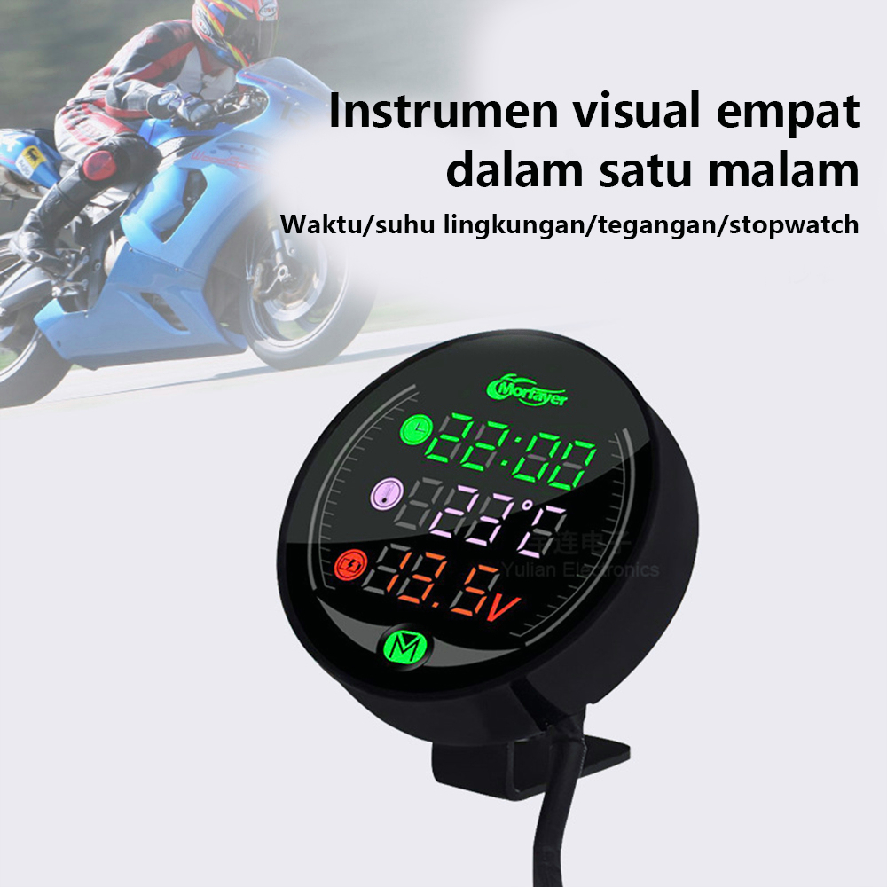charger motor aki sepeda motor jam suhu instrument 5 in 1 night vision voltmeter vision Motorcycle