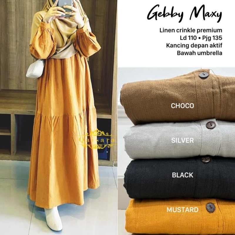 baju gamis lebaran polos Gaby maxy crinkle dress