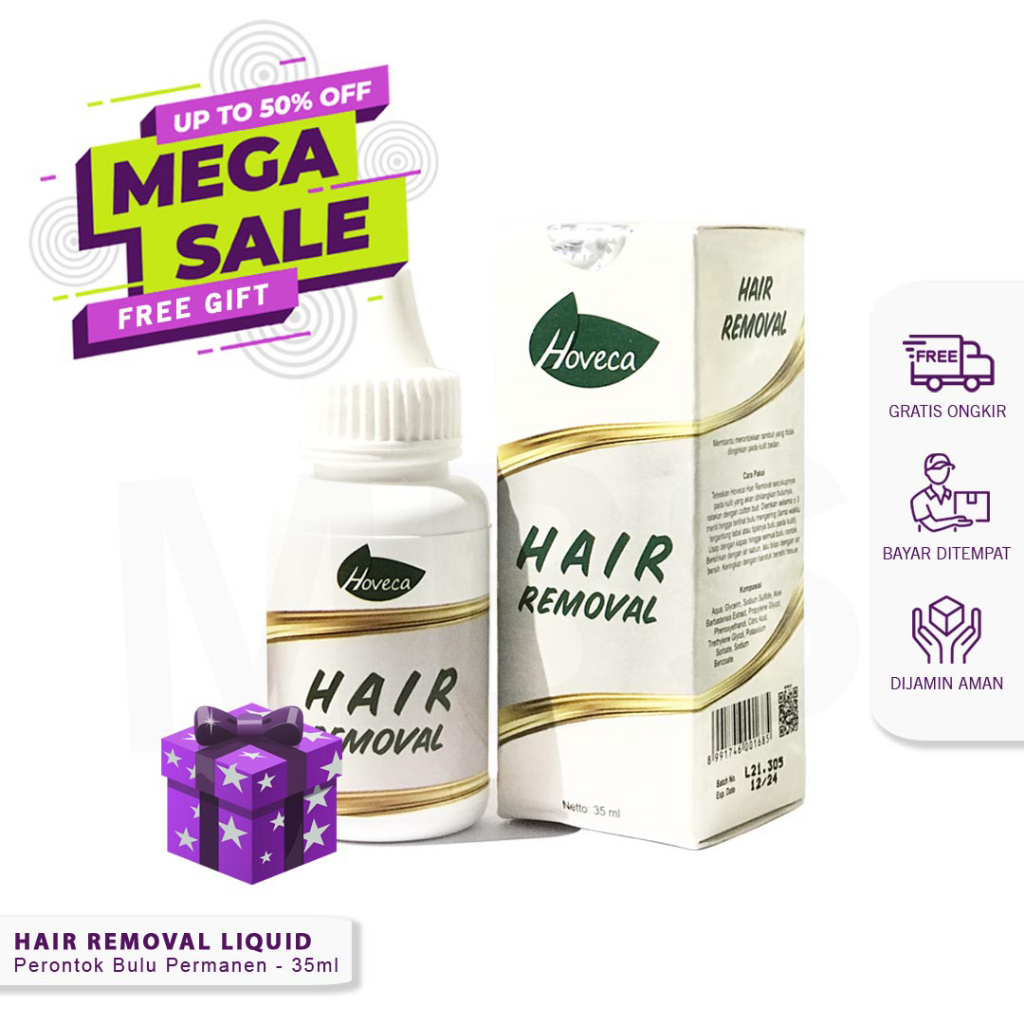 Obat Perontok Bulu Kumis Jenggot Ketiak Kemaluan Tangan dan Kaki Permanen Hair Removal Hoveca Penghi
