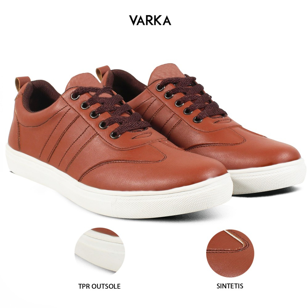 Sepatu Sneakers Wanita V 5372 Brand Varka Sepatu Kets Kuliah Kerja Jalan Jalan Harga Murah Berkualitas - Moka