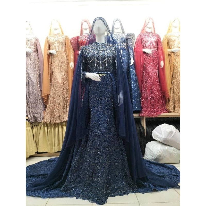 GAUN PENGANTEN BALERO DUYUNG | GAUN JUBAH|BAJU WEDDING BEREKOR | GAUN MEWAH  FUL PAYET |/SLIM DRESS