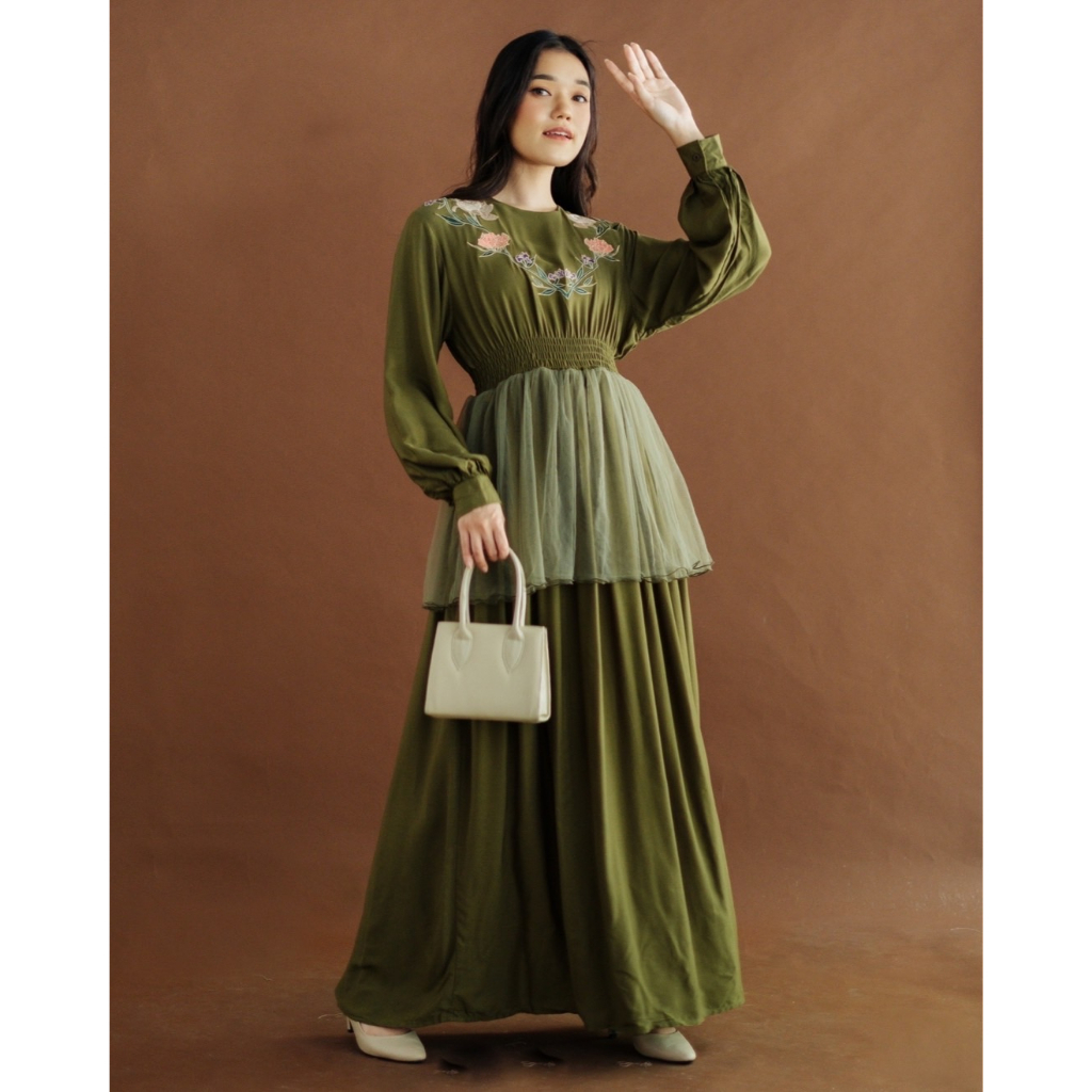 Myrubylicious RUELE LONGDRESS | DRESS WANITA | DRESS RAYON | DRESS MOTIF BUNGA | DRESS BORDIR