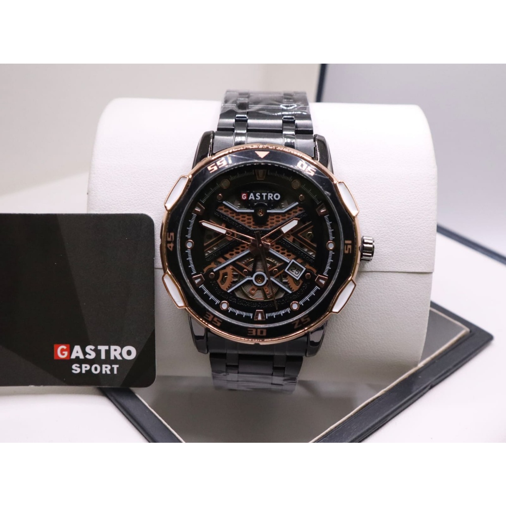 Jam Tangan Pria Gastro 7026 Sport Analog Tanggal Rantai Stainless Steel Anti Air