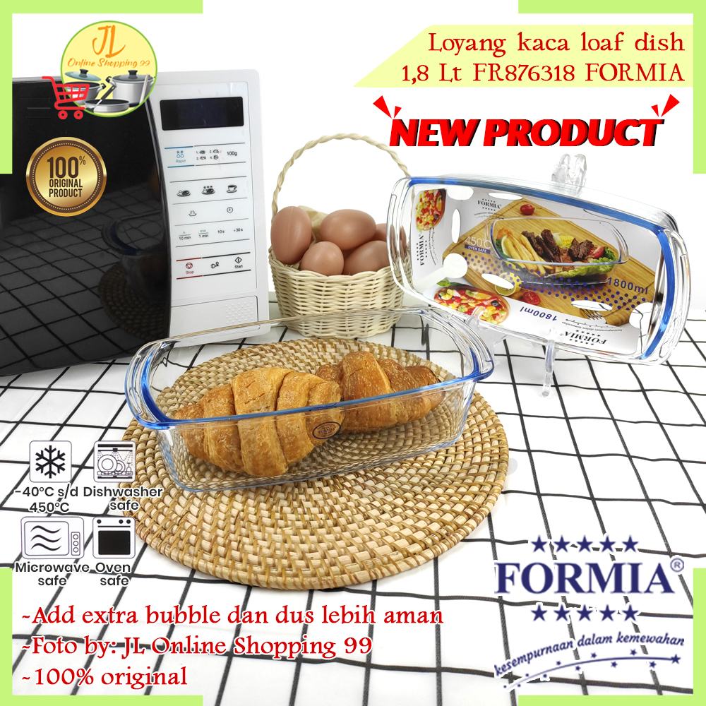 FORMIA Loyang kaca segi panjang tahan panas 1,8Liter FR876318  / wadah saji makanan / ovenchef squar